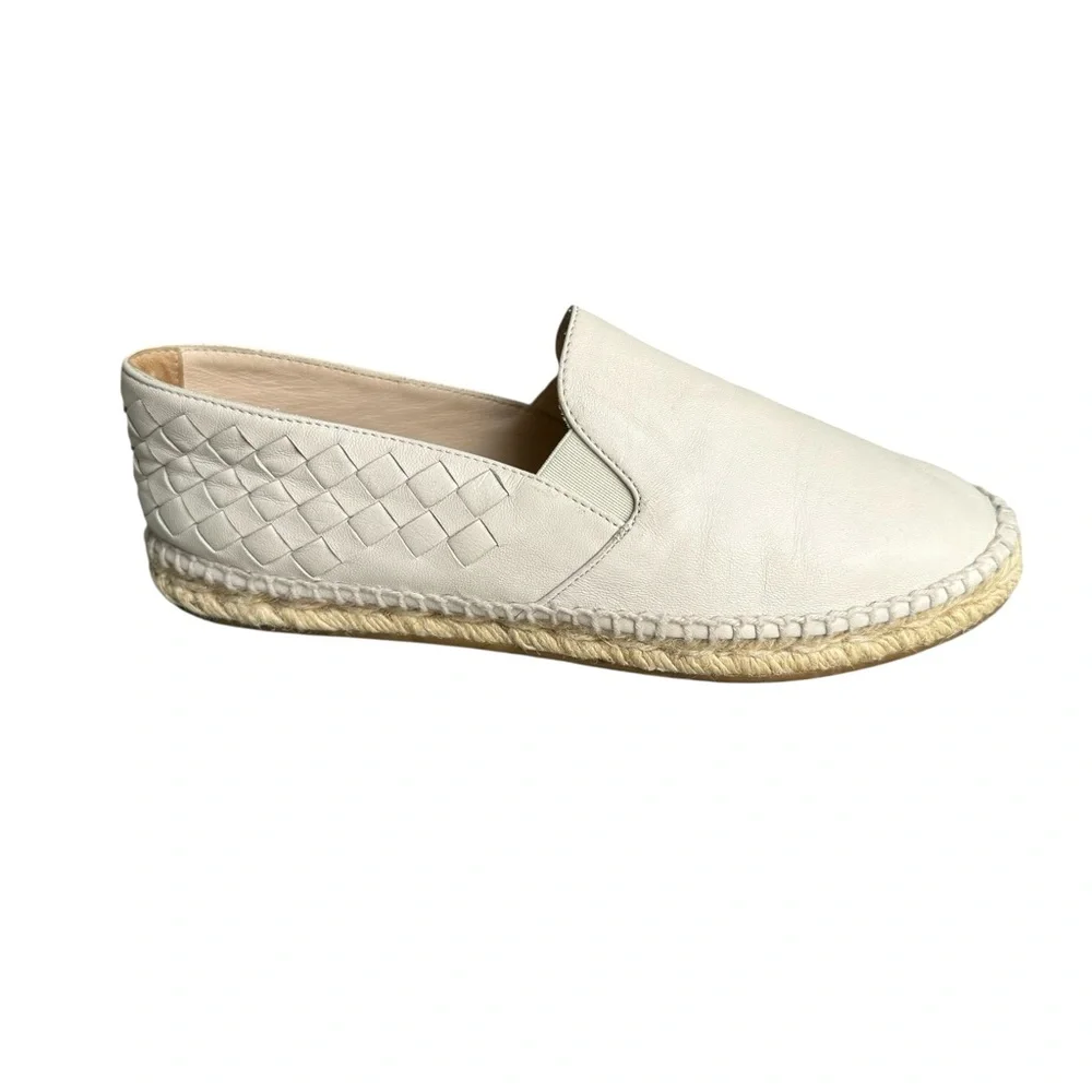 Bottega Veneta Intrecciato Woven Leather Espadrile Off White